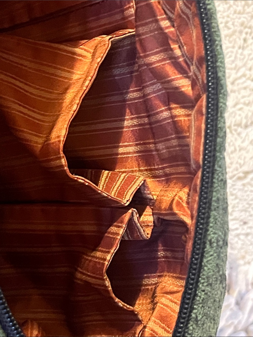 Embroidered Velvet Shoulder Bag — Black with Green and Rust Accents - Picture 10 of 10